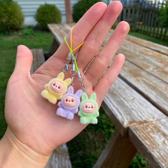 8 PCs Very Mini Handmade Fuzzy Labubu Pendant Keychain/Phone Charm-1.1" Bunny - Picture 5 of 16